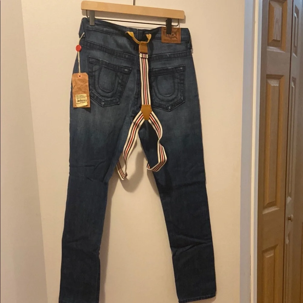 True Religion Blue woman's Jeans with Suspenders - Picture 5 of 8